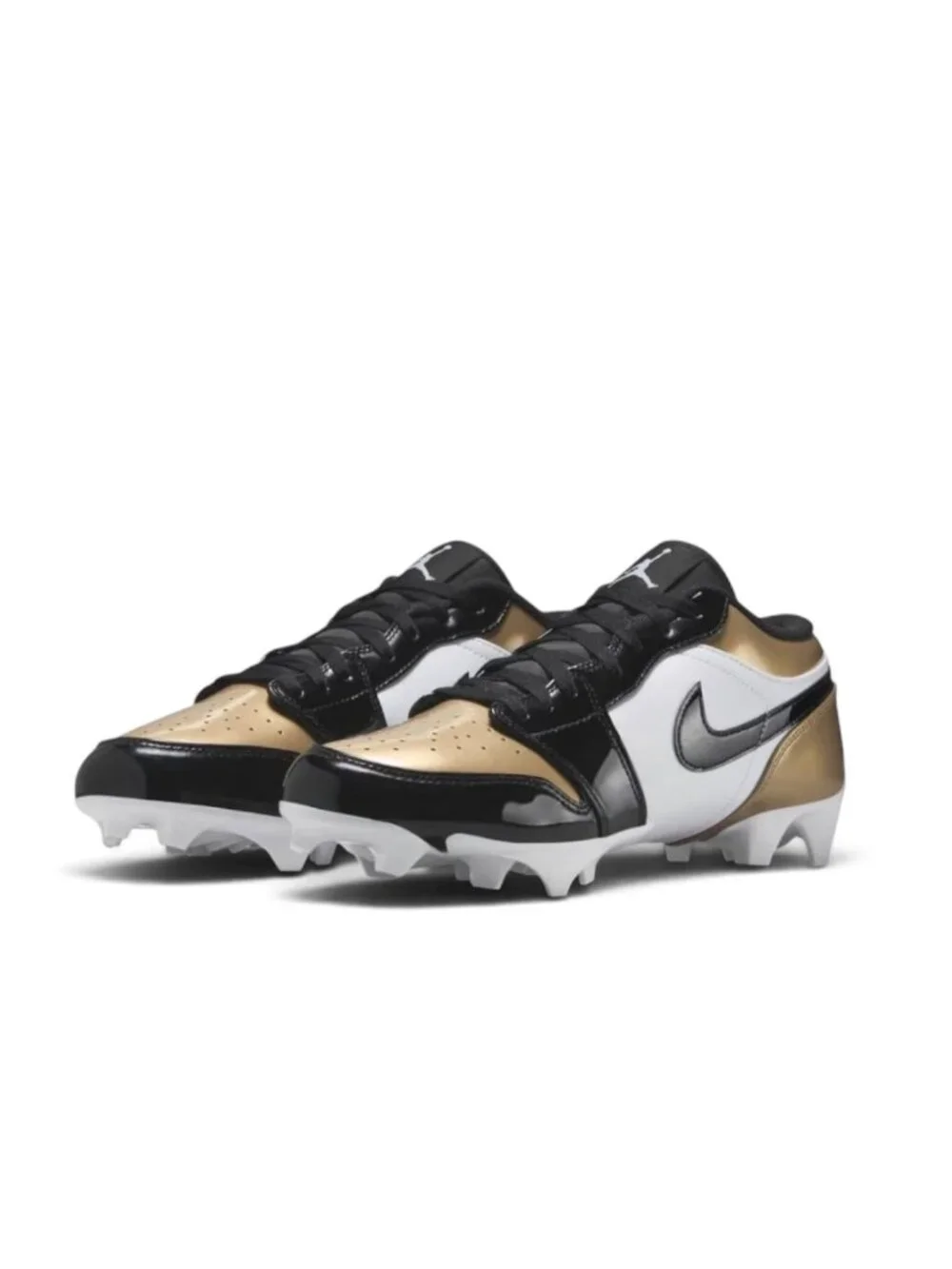 Air Jordan 1 Low TD Metallic Gold/Black Mens Football Cleats FJ6245 701 NEW